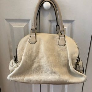 J. Crew Triple Compartment Cream Leather Satchel